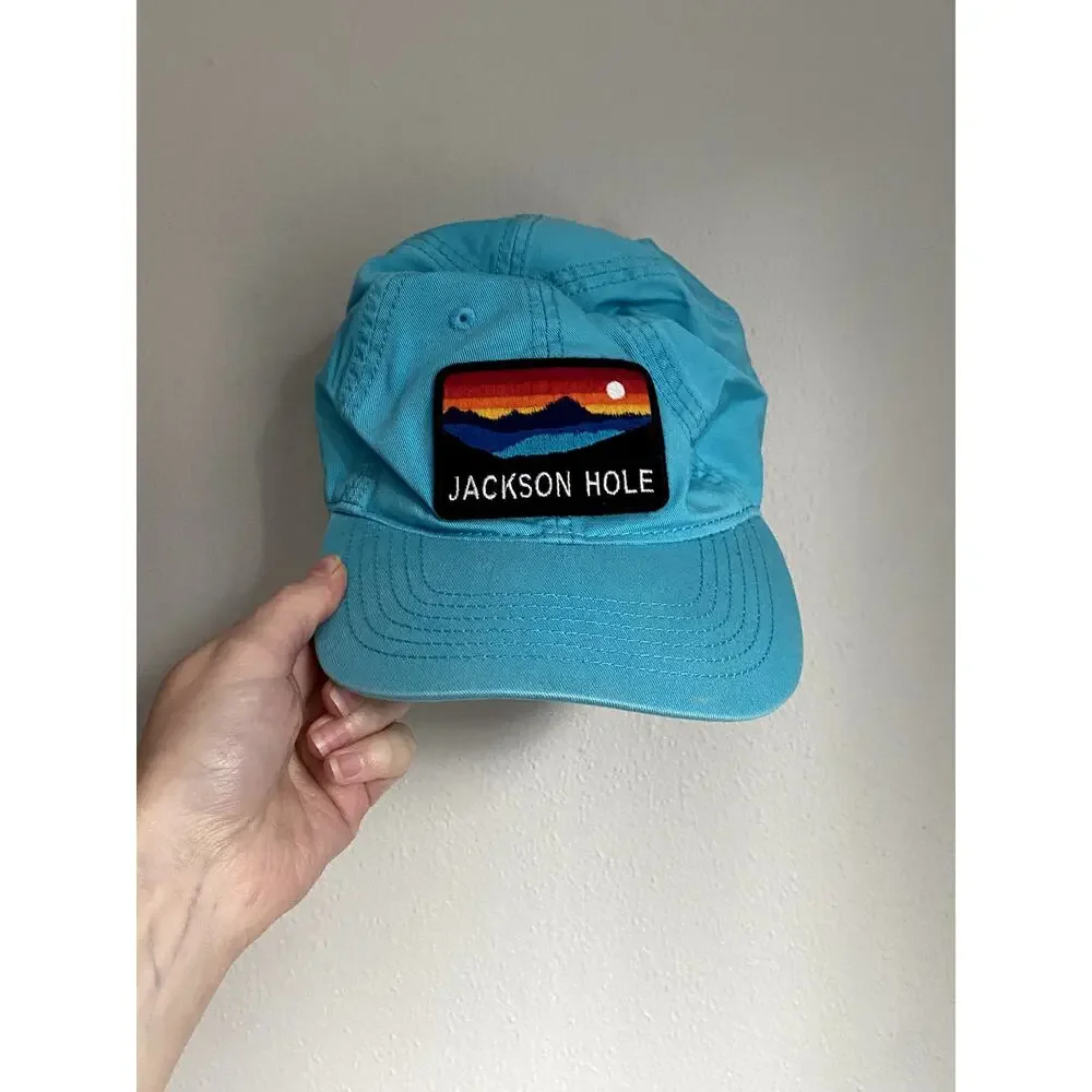 Jackson Hole Wyoming Embroidered Blue Trucker Hat Cap‎ Retro Granola Gorpcore